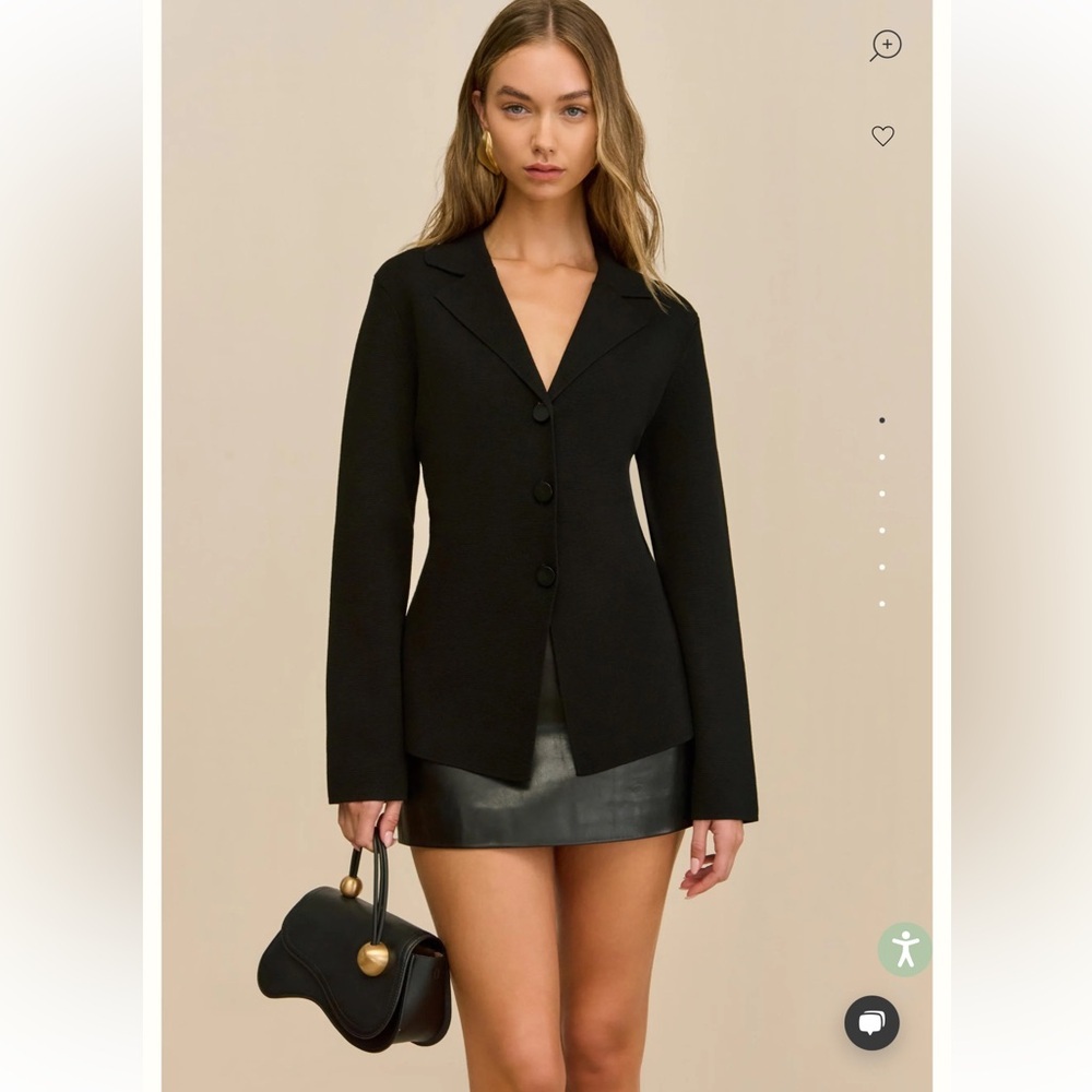 Cult Gaia ELOMI KNIT Black Tailored Single-Breasted Blazer/Jacket/Cardigan